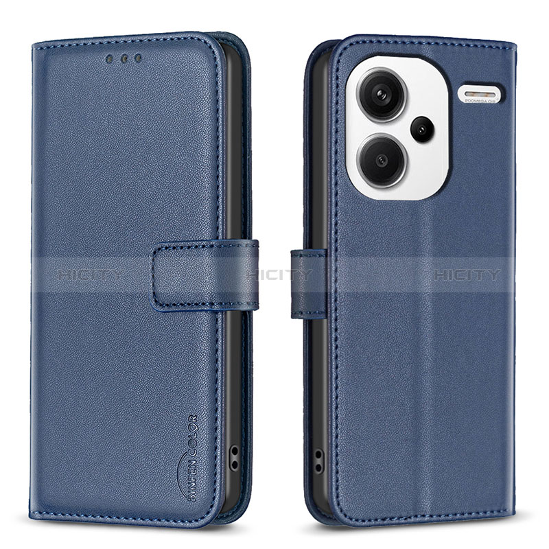 Funda de Cuero Cartera con Soporte Carcasa B24F para Xiaomi Redmi Note 13 Pro+ Plus 5G Azul