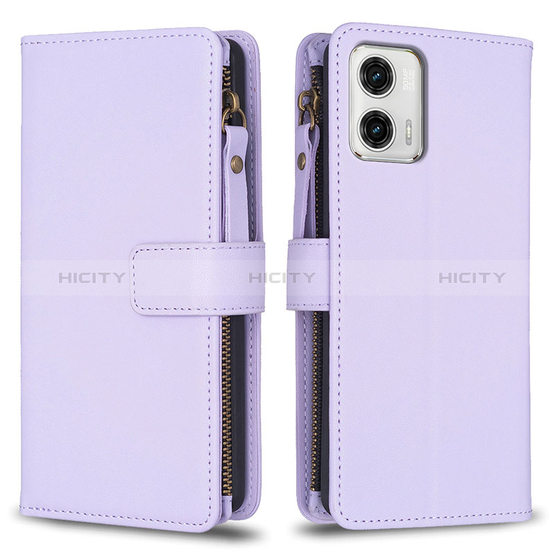 Funda de Cuero Cartera con Soporte Carcasa B25F para Motorola Moto G73 5G Purpura Claro