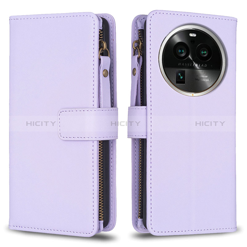 Funda de Cuero Cartera con Soporte Carcasa B26F para Oppo Find X6 5G Purpura Claro