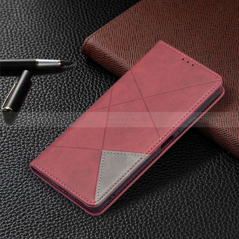 Funda de Cuero Cartera con Soporte Carcasa BF5 para Xiaomi Redmi Note 10 Pro 4G Rojo