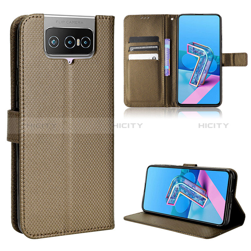 Funda de Cuero Cartera con Soporte Carcasa BY1 para Asus ZenFone 8 Flip ZS672KS Marron