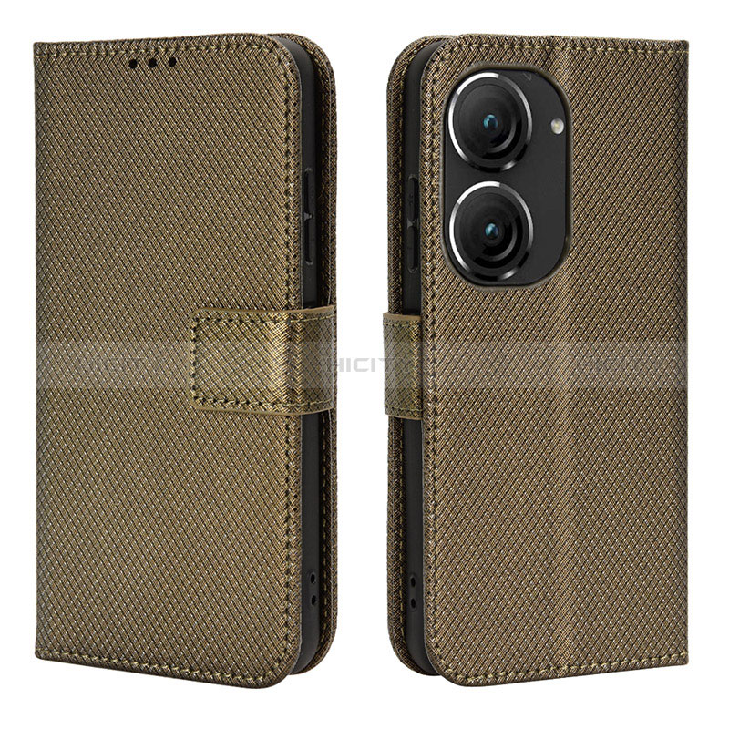 Funda de Cuero Cartera con Soporte Carcasa BY1 para Asus Zenfone 9 Marron