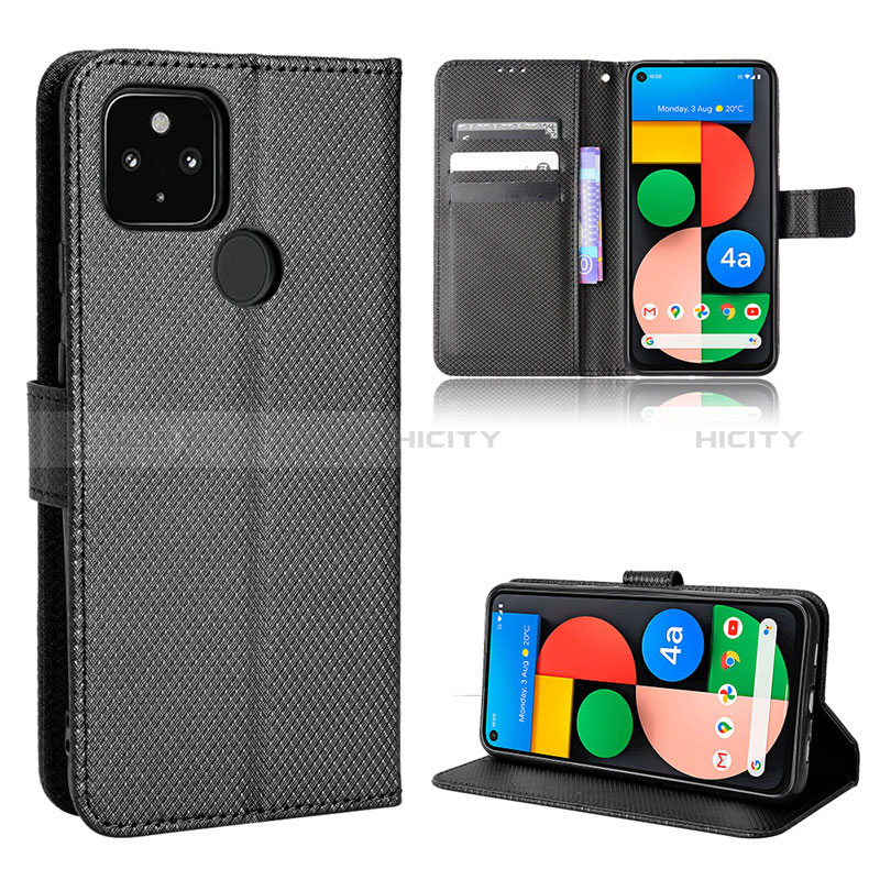 Funda de Cuero Cartera con Soporte Carcasa BY1 para Google Pixel 5 XL 5G Negro