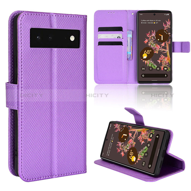 Funda de Cuero Cartera con Soporte Carcasa BY1 para Google Pixel 6 5G Morado