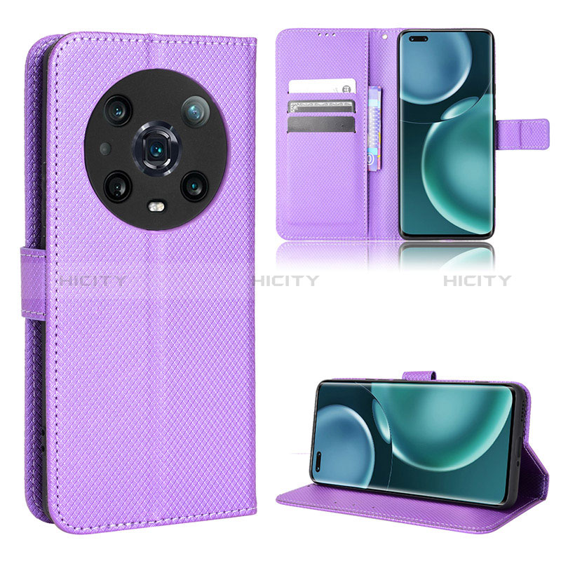 Funda de Cuero Cartera con Soporte Carcasa BY1 para Huawei Honor Magic4 Pro 5G Morado