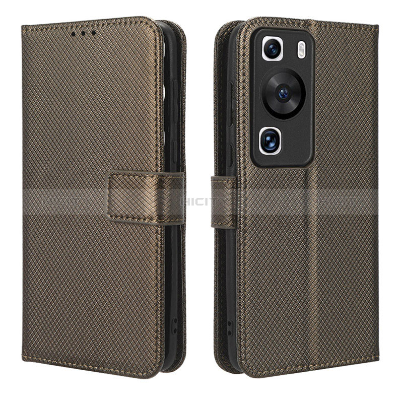 Funda de Cuero Cartera con Soporte Carcasa BY1 para Huawei P60 Marron