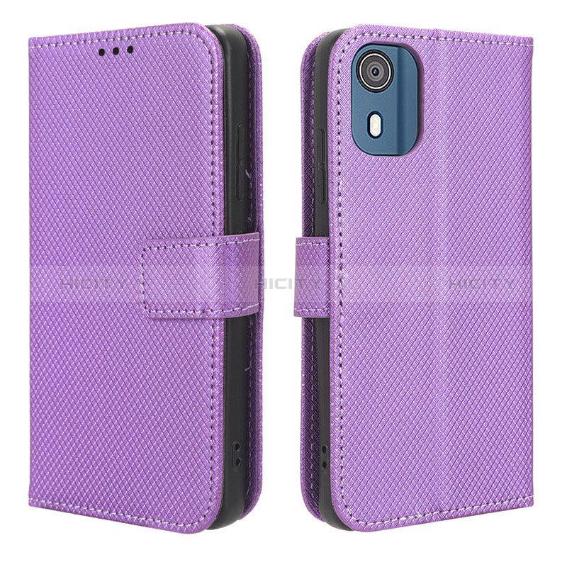 Funda de Cuero Cartera con Soporte Carcasa BY1 para Nokia C02 Morado