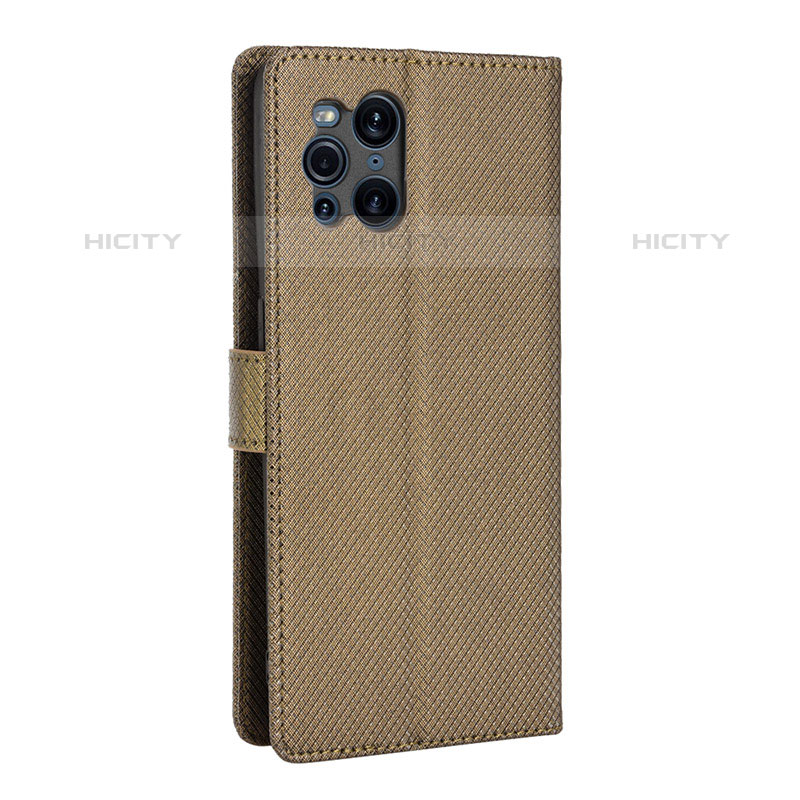 Funda de Cuero Cartera con Soporte Carcasa BY1 para Oppo Find X3 Pro 5G Marron