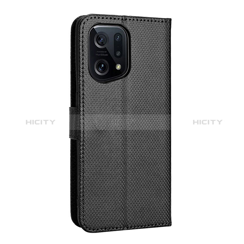 Funda de Cuero Cartera con Soporte Carcasa BY1 para Oppo Find X5 5G Negro