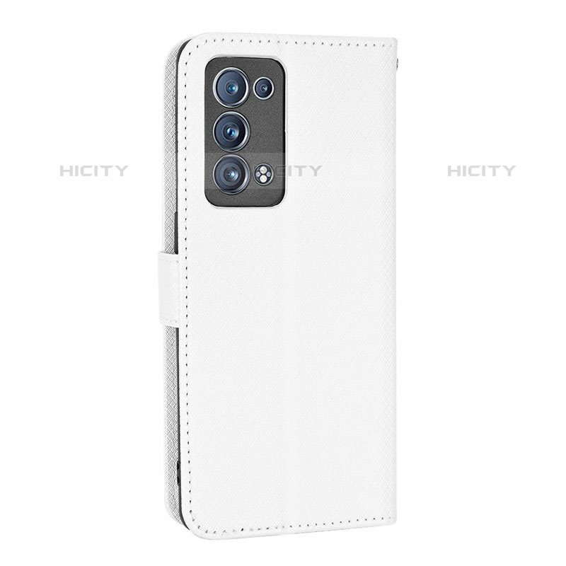 Funda de Cuero Cartera con Soporte Carcasa BY1 para Oppo Reno6 Pro 5G Blanco