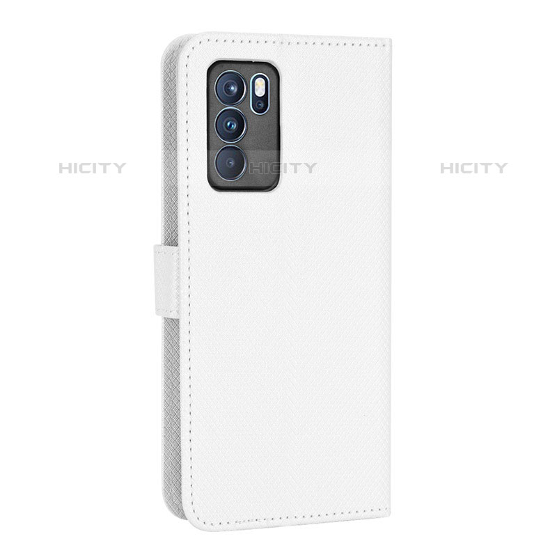 Funda de Cuero Cartera con Soporte Carcasa BY1 para Oppo Reno6 Pro 5G India Blanco