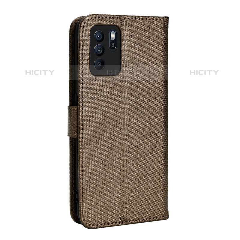 Funda de Cuero Cartera con Soporte Carcasa BY1 para Oppo Reno6 Z 5G Marron