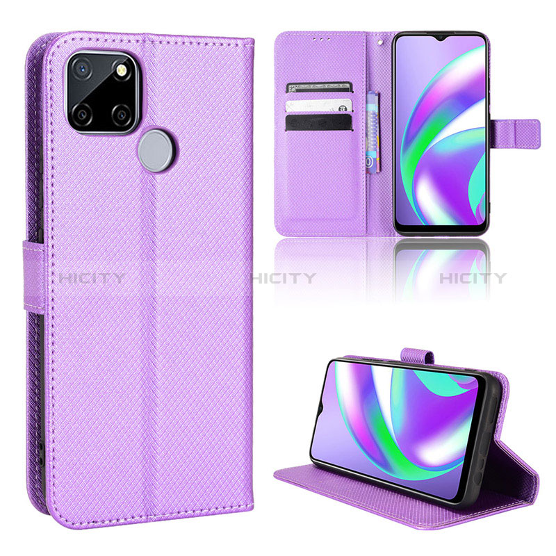 Funda de Cuero Cartera con Soporte Carcasa BY1 para Realme C12 Morado