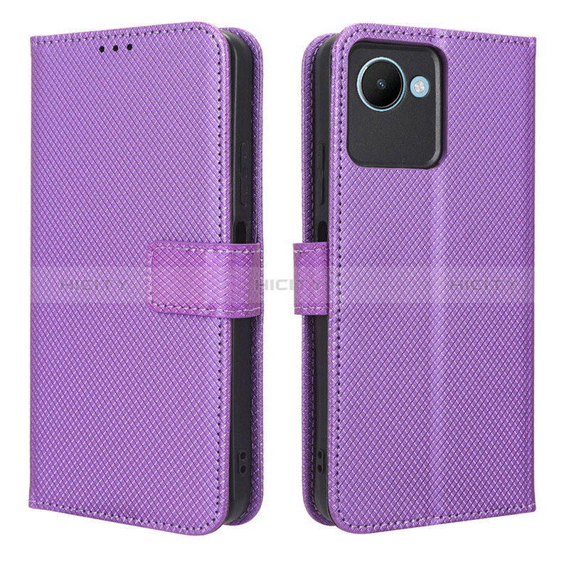 Funda de Cuero Cartera con Soporte Carcasa BY1 para Realme C30 Morado