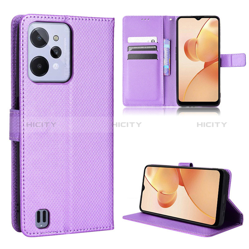 Funda de Cuero Cartera con Soporte Carcasa BY1 para Realme C31 Morado