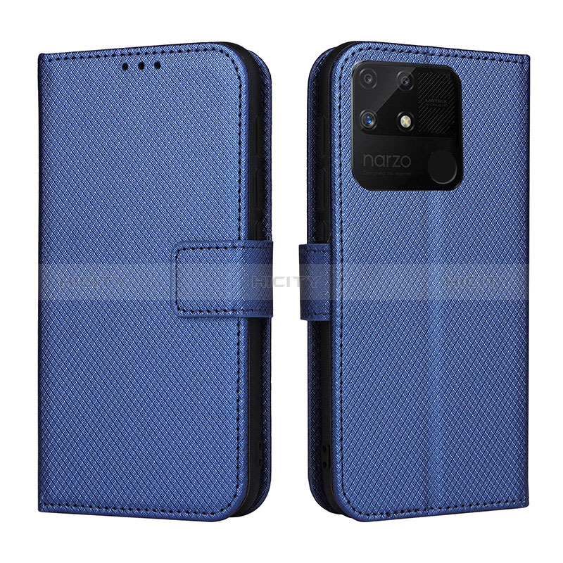 Funda de Cuero Cartera con Soporte Carcasa BY1 para Realme Narzo 50A Azul