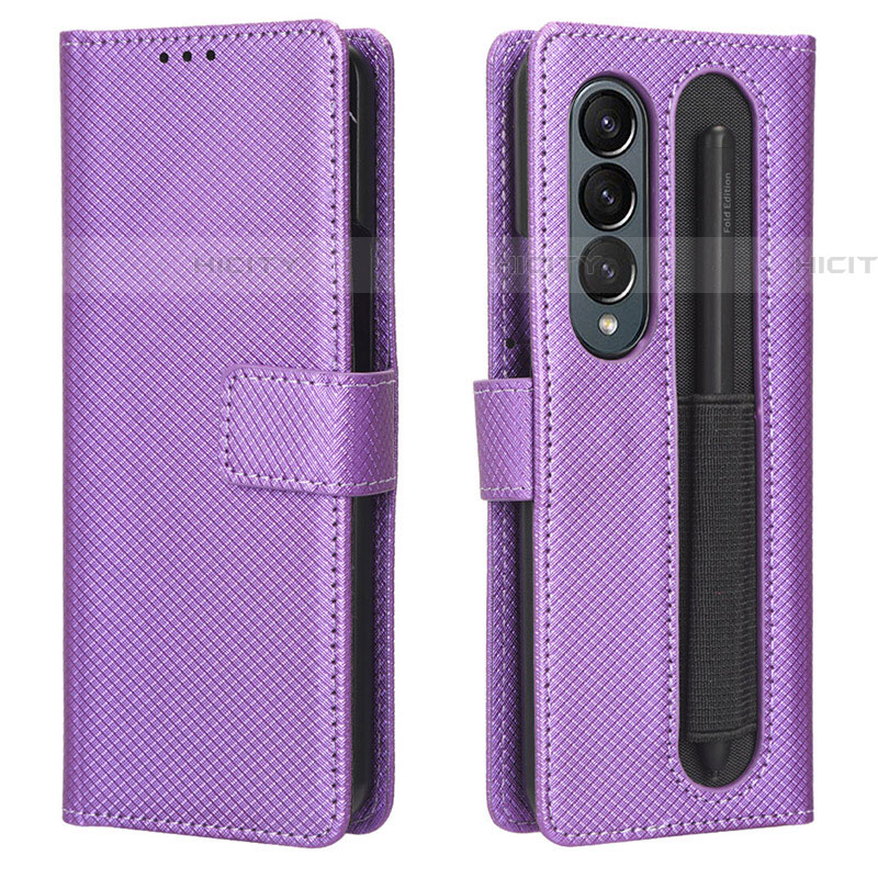 Funda de Cuero Cartera con Soporte Carcasa BY1 para Samsung Galaxy Z Fold4 5G Morado