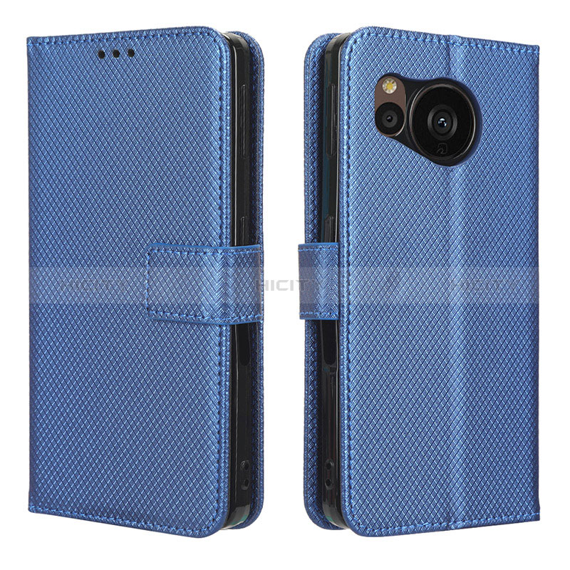 Funda de Cuero Cartera con Soporte Carcasa BY1 para Sharp Aquos Sense7 Plus Azul