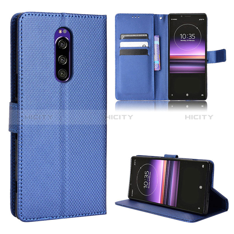 Funda de Cuero Cartera con Soporte Carcasa BY1 para Sony Xperia 1 Azul