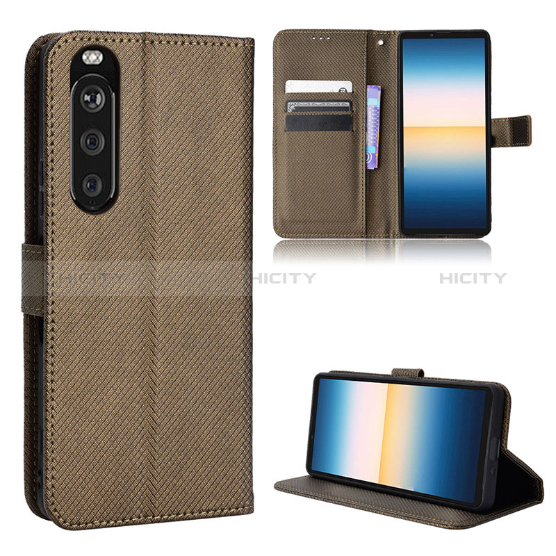 Funda de Cuero Cartera con Soporte Carcasa BY1 para Sony Xperia 1 III Marron