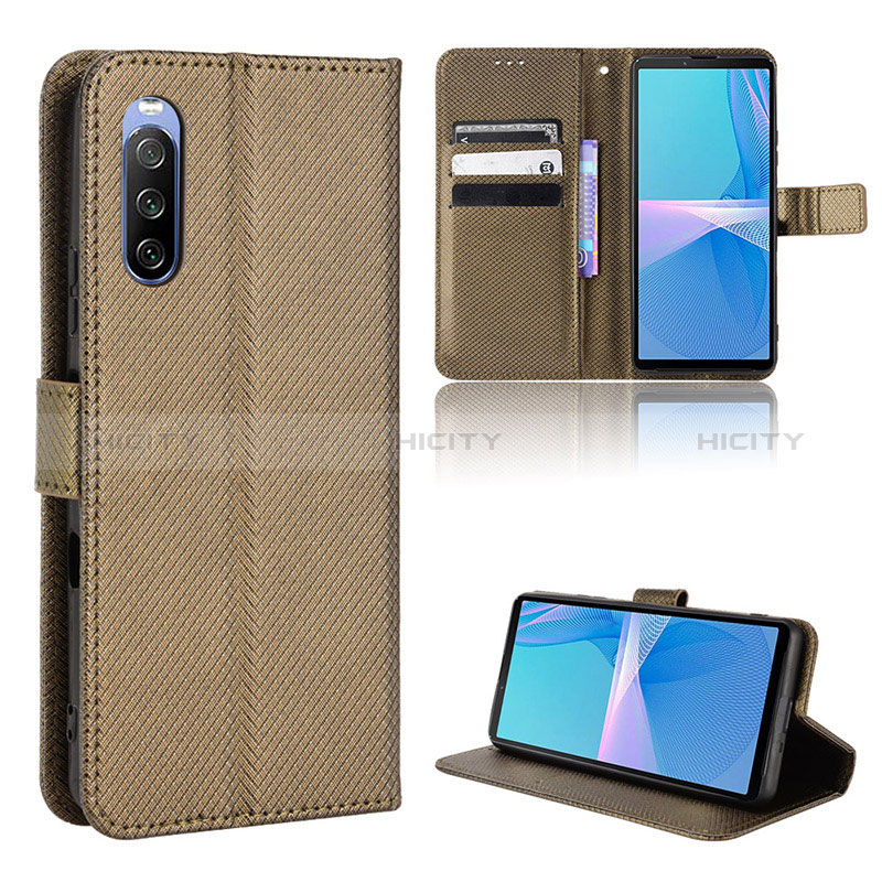 Funda de Cuero Cartera con Soporte Carcasa BY1 para Sony Xperia 10 III Lite Marron