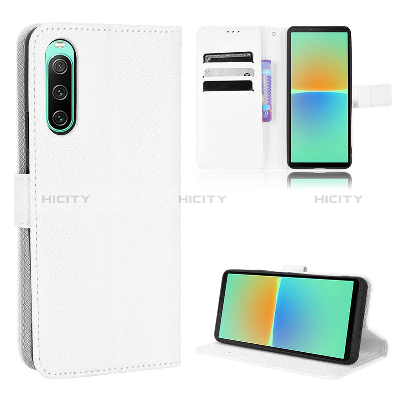 Funda de Cuero Cartera con Soporte Carcasa BY1 para Sony Xperia 10 IV SO-52C Blanco