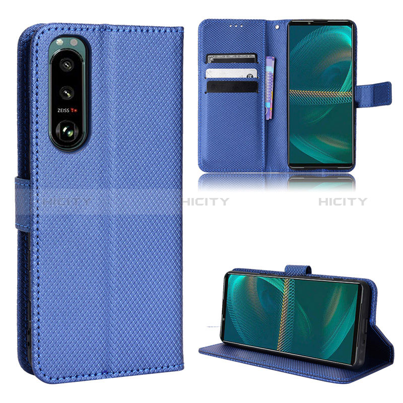 Funda de Cuero Cartera con Soporte Carcasa BY1 para Sony Xperia 5 III Azul