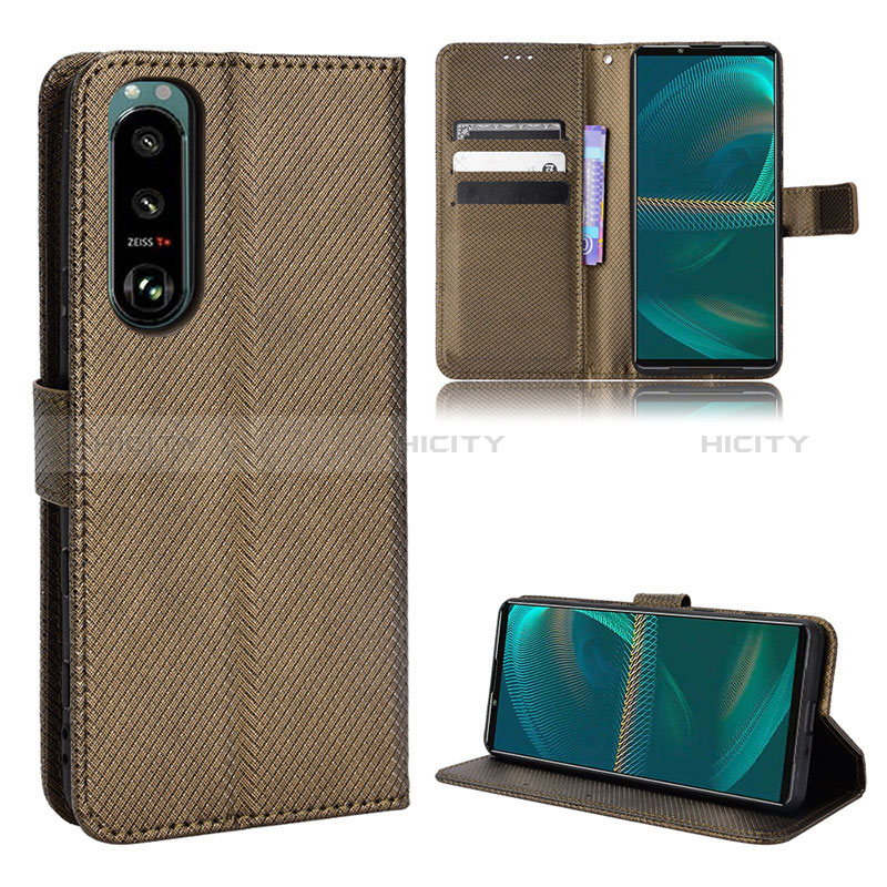 Funda de Cuero Cartera con Soporte Carcasa BY1 para Sony Xperia 5 III SO-53B Marron