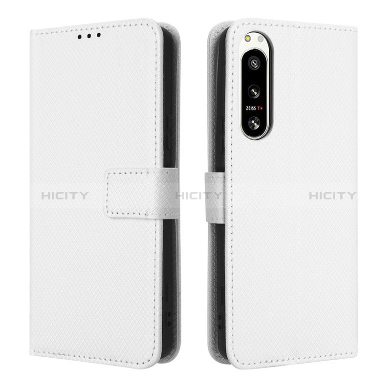 Funda de Cuero Cartera con Soporte Carcasa BY1 para Sony Xperia 5 IV Blanco