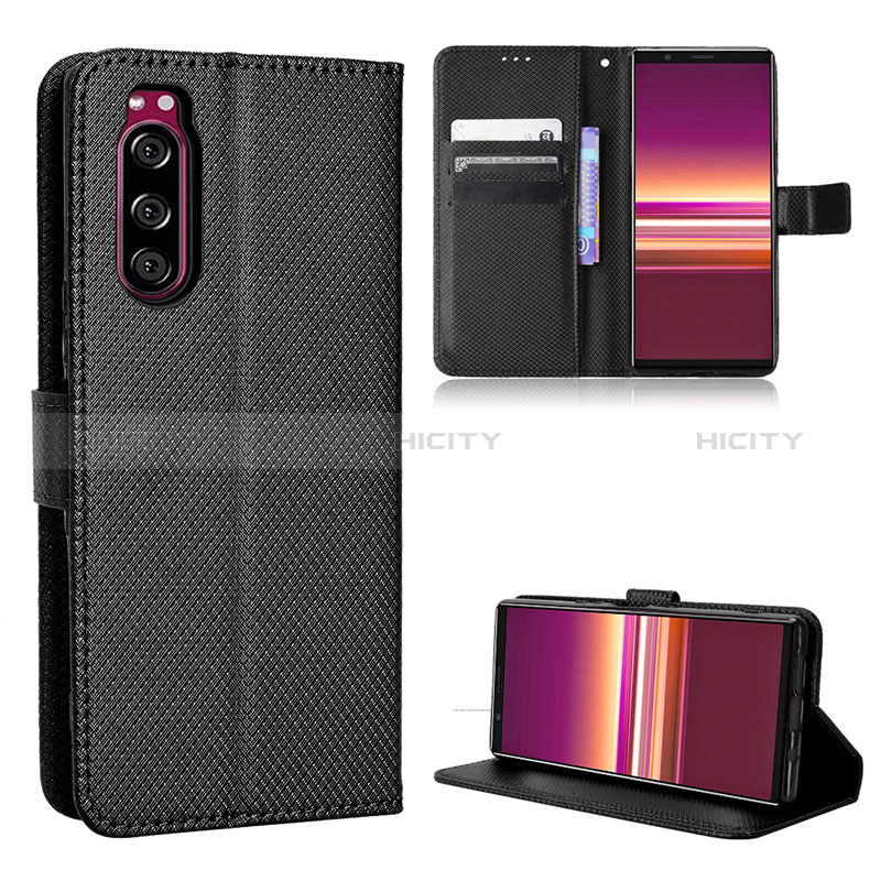 Funda de Cuero Cartera con Soporte Carcasa BY1 para Sony Xperia 5 Negro