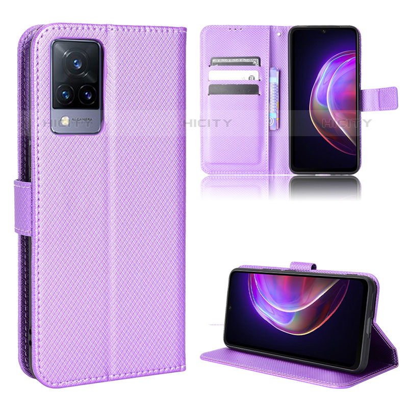 Funda de Cuero Cartera con Soporte Carcasa BY1 para Vivo V21s 5G Morado