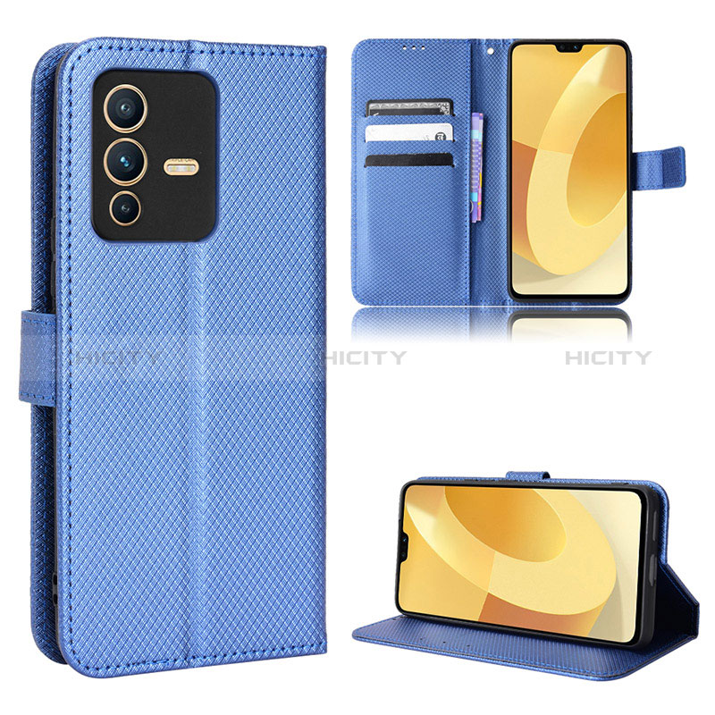 Funda de Cuero Cartera con Soporte Carcasa BY1 para Vivo V23 5G Azul