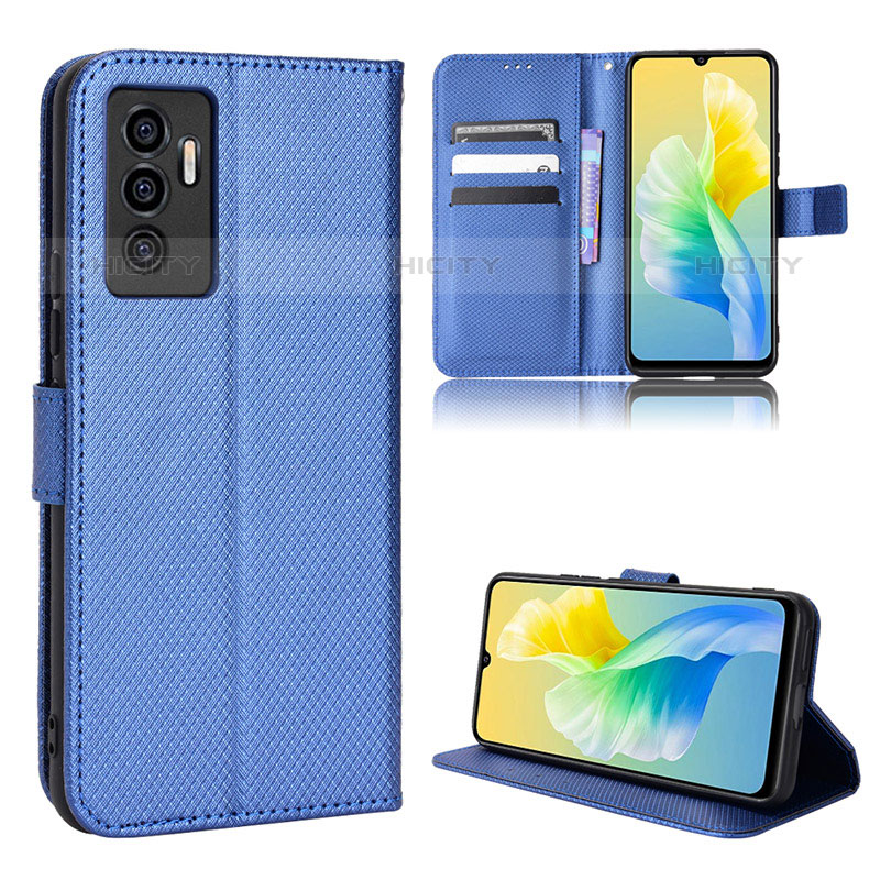 Funda de Cuero Cartera con Soporte Carcasa BY1 para Vivo V23e 5G Azul