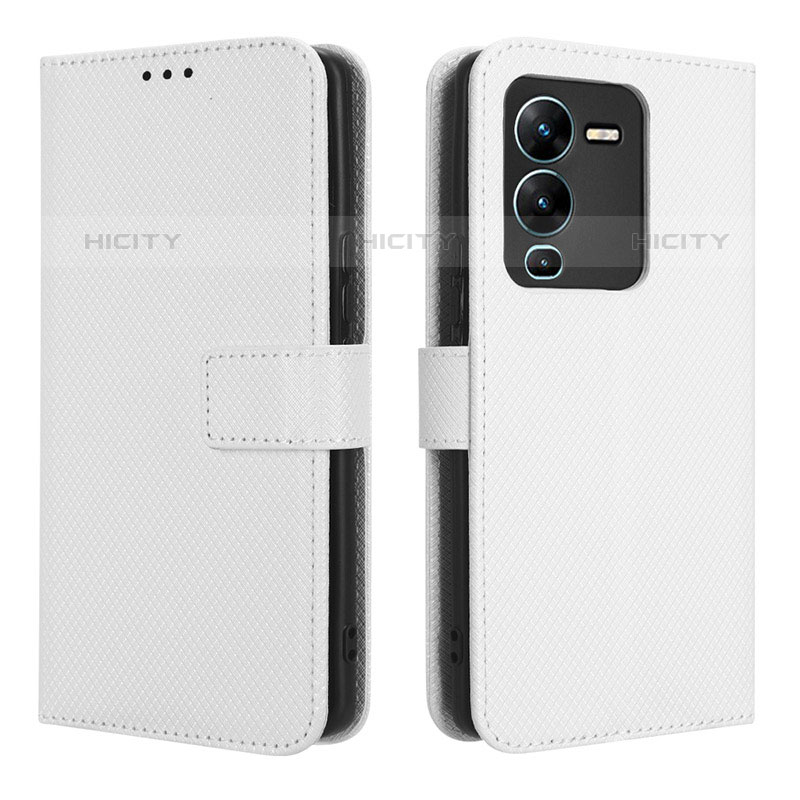 Funda de Cuero Cartera con Soporte Carcasa BY1 para Vivo V25 Pro 5G Blanco