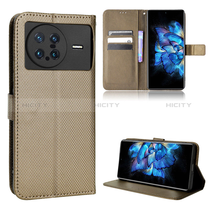 Funda de Cuero Cartera con Soporte Carcasa BY1 para Vivo X Note Marron