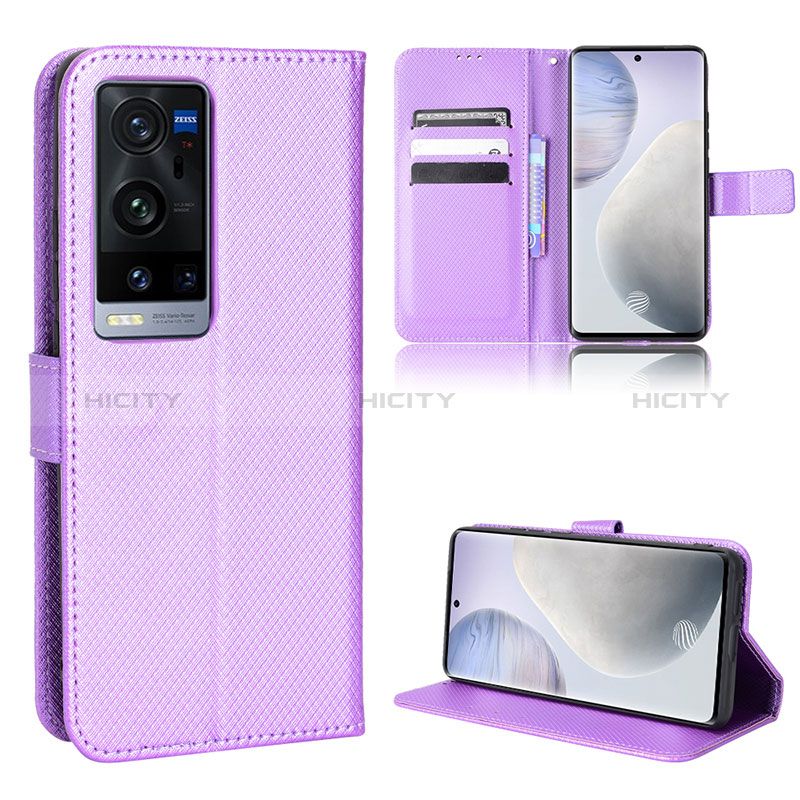 Funda de Cuero Cartera con Soporte Carcasa BY1 para Vivo X60 Pro+ Plus 5G Morado