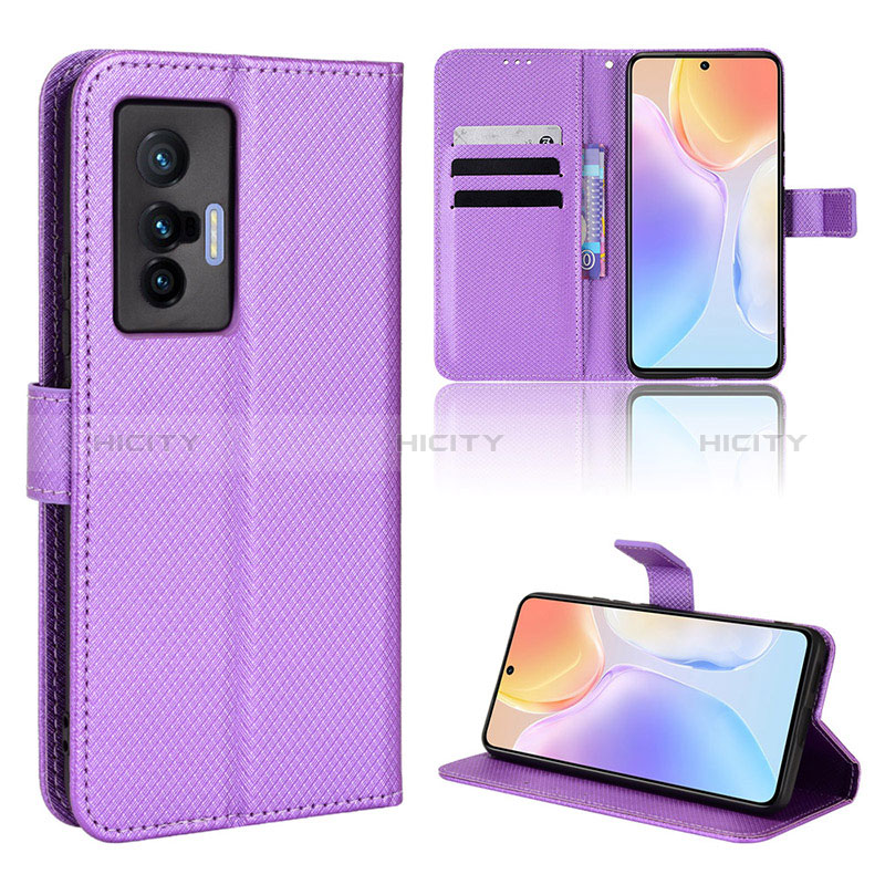 Funda de Cuero Cartera con Soporte Carcasa BY1 para Vivo X70t Morado