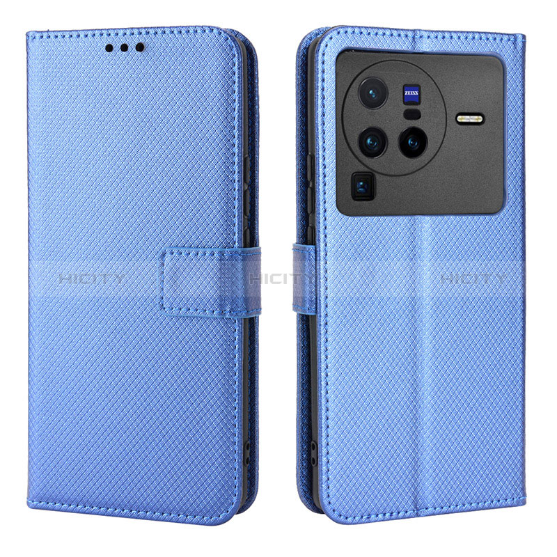 Funda de Cuero Cartera con Soporte Carcasa BY1 para Vivo X80 Pro 5G Azul