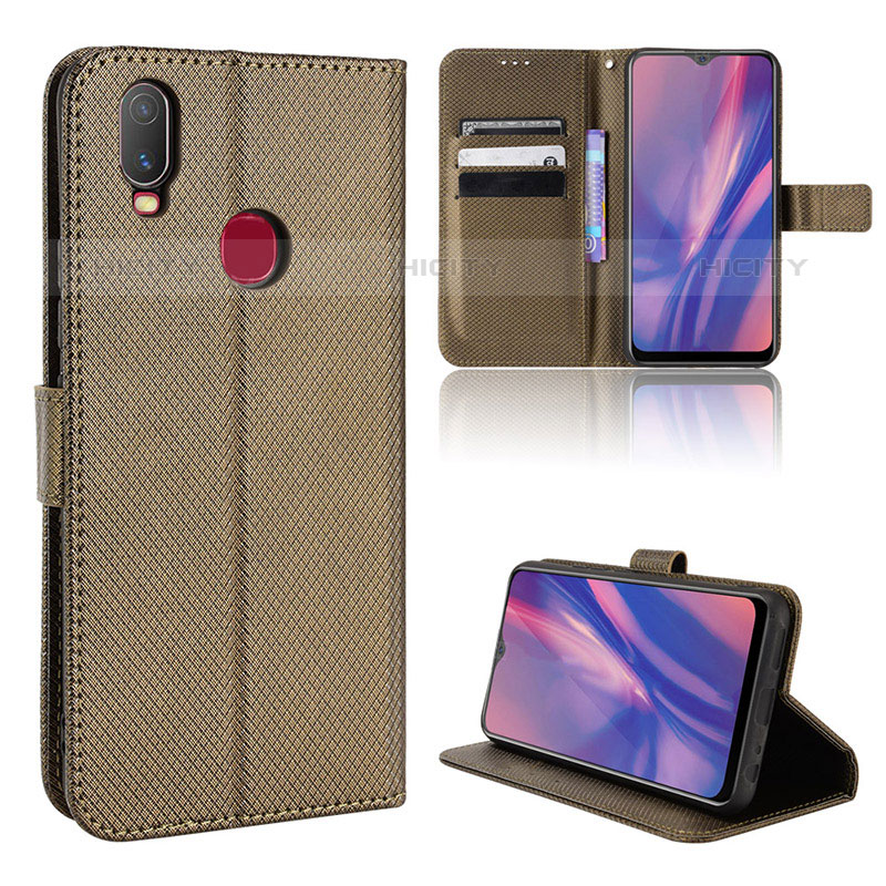 Funda de Cuero Cartera con Soporte Carcasa BY1 para Vivo Y11 Marron