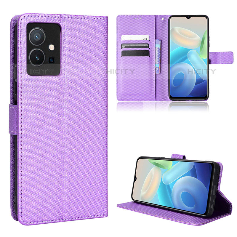 Funda de Cuero Cartera con Soporte Carcasa BY1 para Vivo Y55 5G Morado