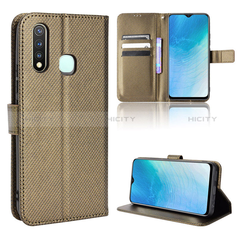 Funda de Cuero Cartera con Soporte Carcasa BY1 para Vivo Y5s Marron