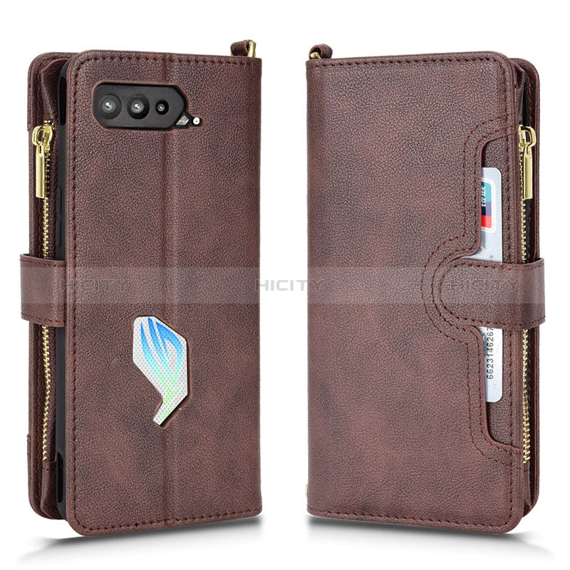 Funda de Cuero Cartera con Soporte Carcasa BY2 para Asus ROG Phone 5 Ultimate Marron