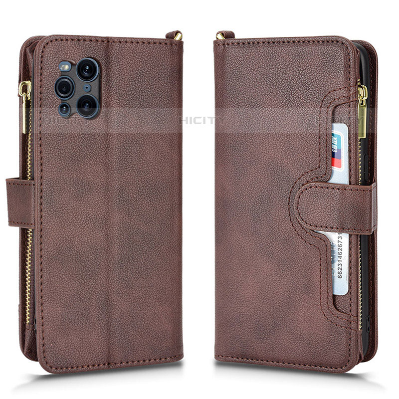 Funda de Cuero Cartera con Soporte Carcasa BY2 para Oppo Find X3 Pro 5G Marron