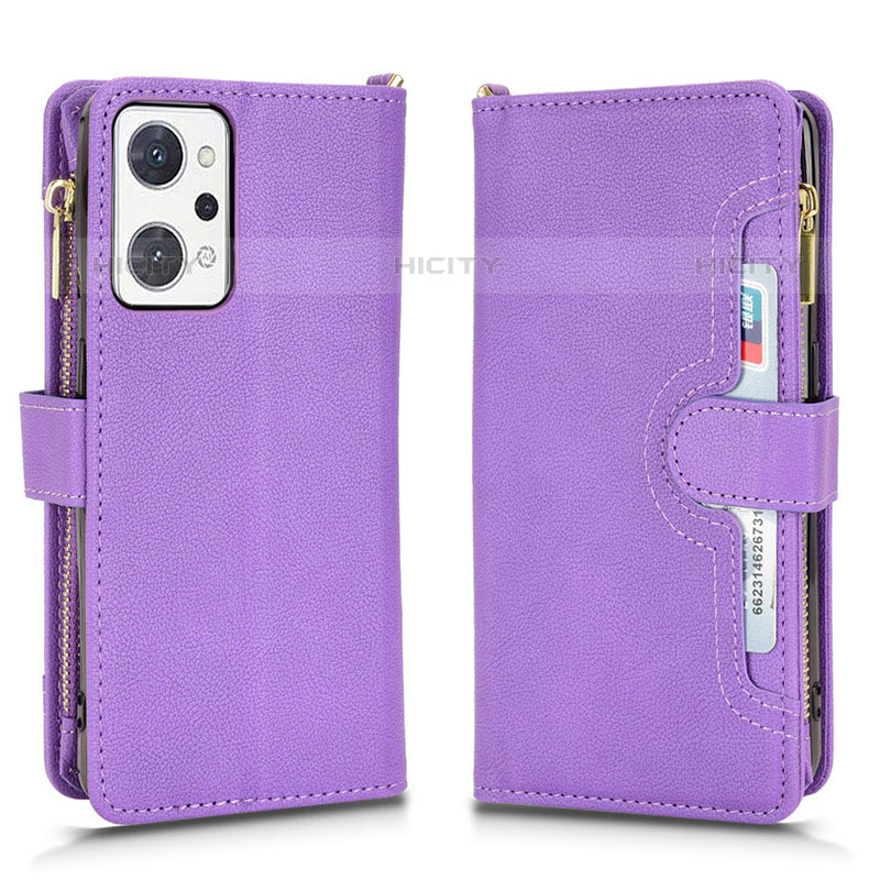 Funda de Cuero Cartera con Soporte Carcasa BY2 para Oppo Reno7 A Morado