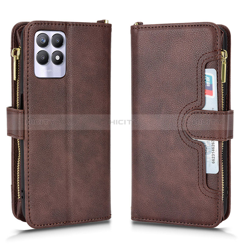 Funda de Cuero Cartera con Soporte Carcasa BY2 para Realme 8i Marron