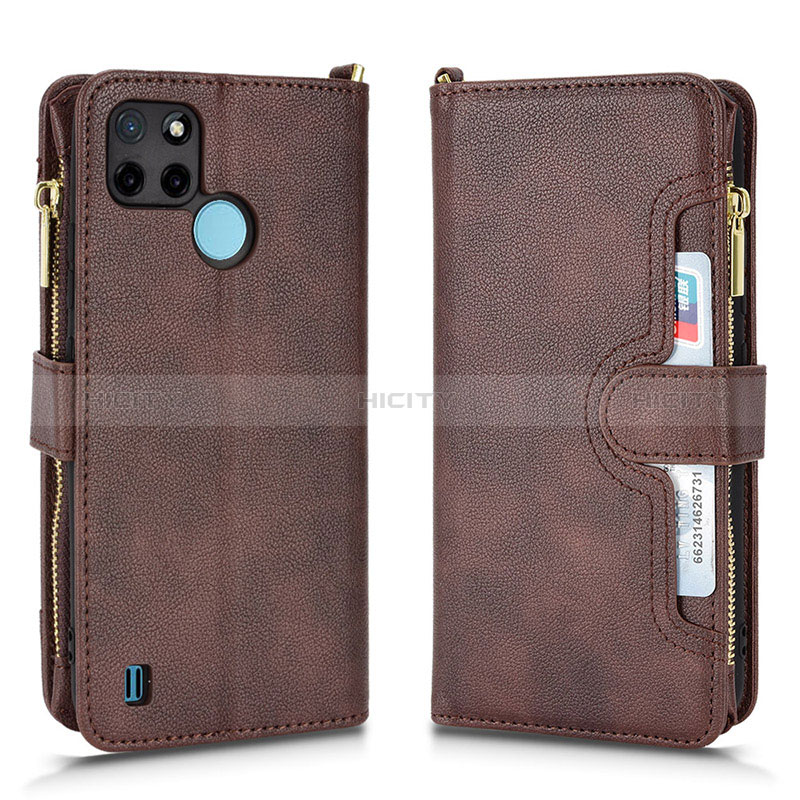 Funda de Cuero Cartera con Soporte Carcasa BY2 para Realme C25Y India Marron