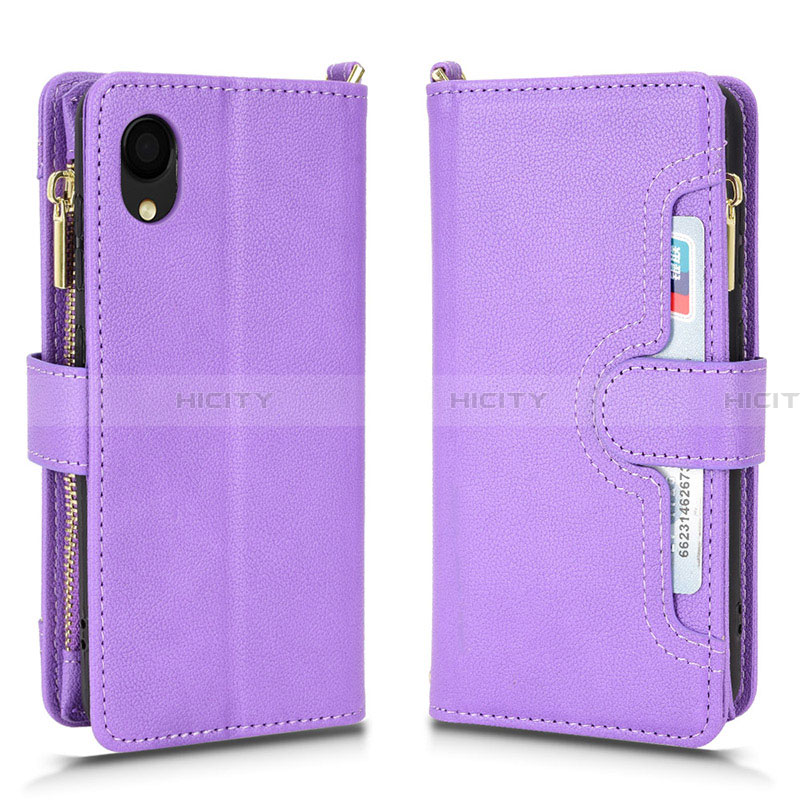 Funda de Cuero Cartera con Soporte Carcasa BY2 para Samsung Galaxy A22 5G SC-56B Morado