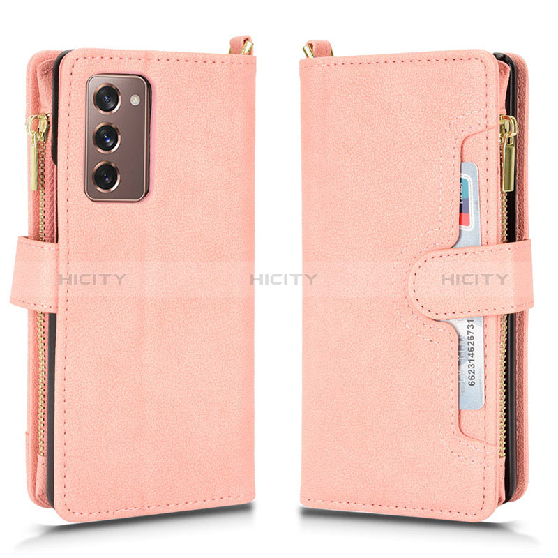 Funda de Cuero Cartera con Soporte Carcasa BY2 para Samsung Galaxy Z Fold2 5G Oro Rosa