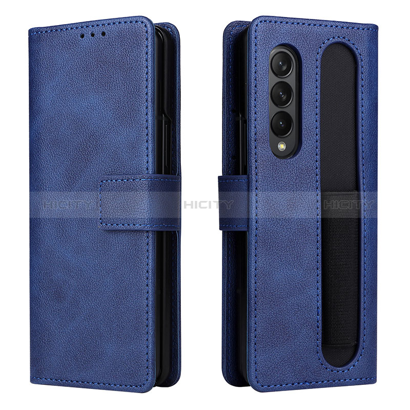 Funda de Cuero Cartera con Soporte Carcasa BY2 para Samsung Galaxy Z Fold3 5G Azul