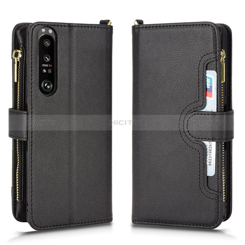 Funda de Cuero Cartera con Soporte Carcasa BY2 para Sony Xperia 1 III Negro